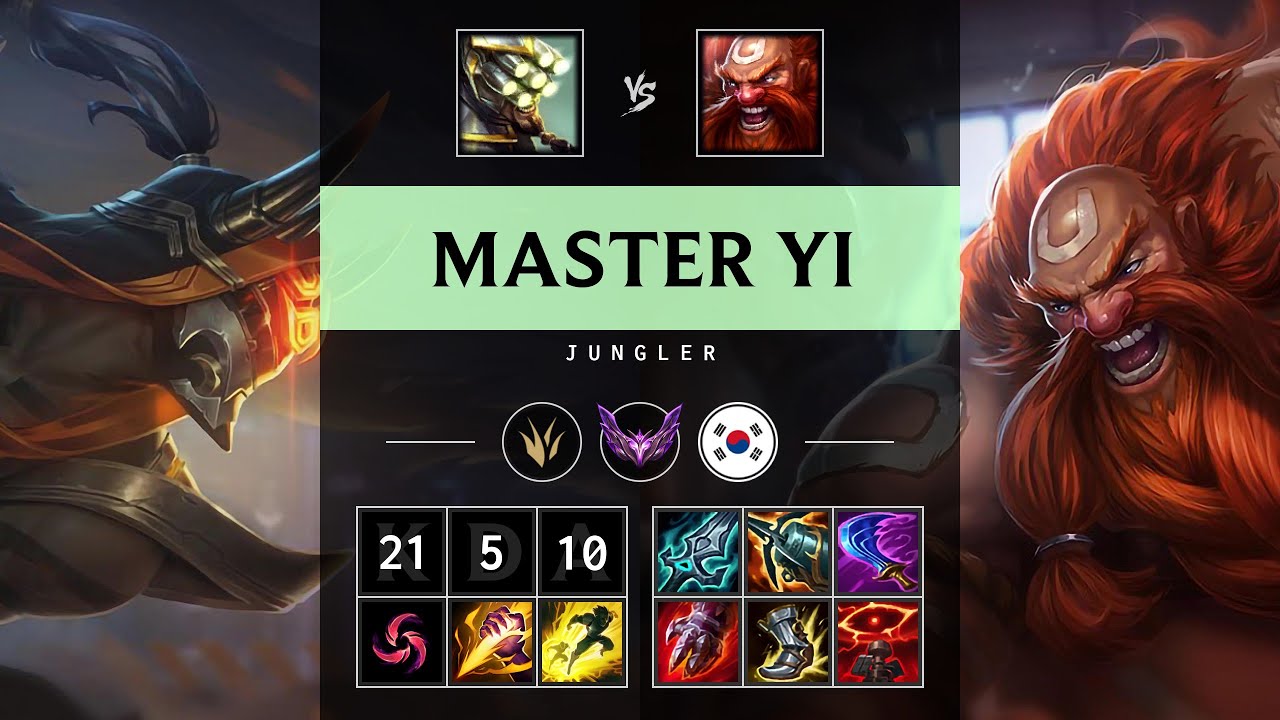 Master Yi Jungle vs Gragas: Triple Kill, Godlike - KR Master Patch 14.17