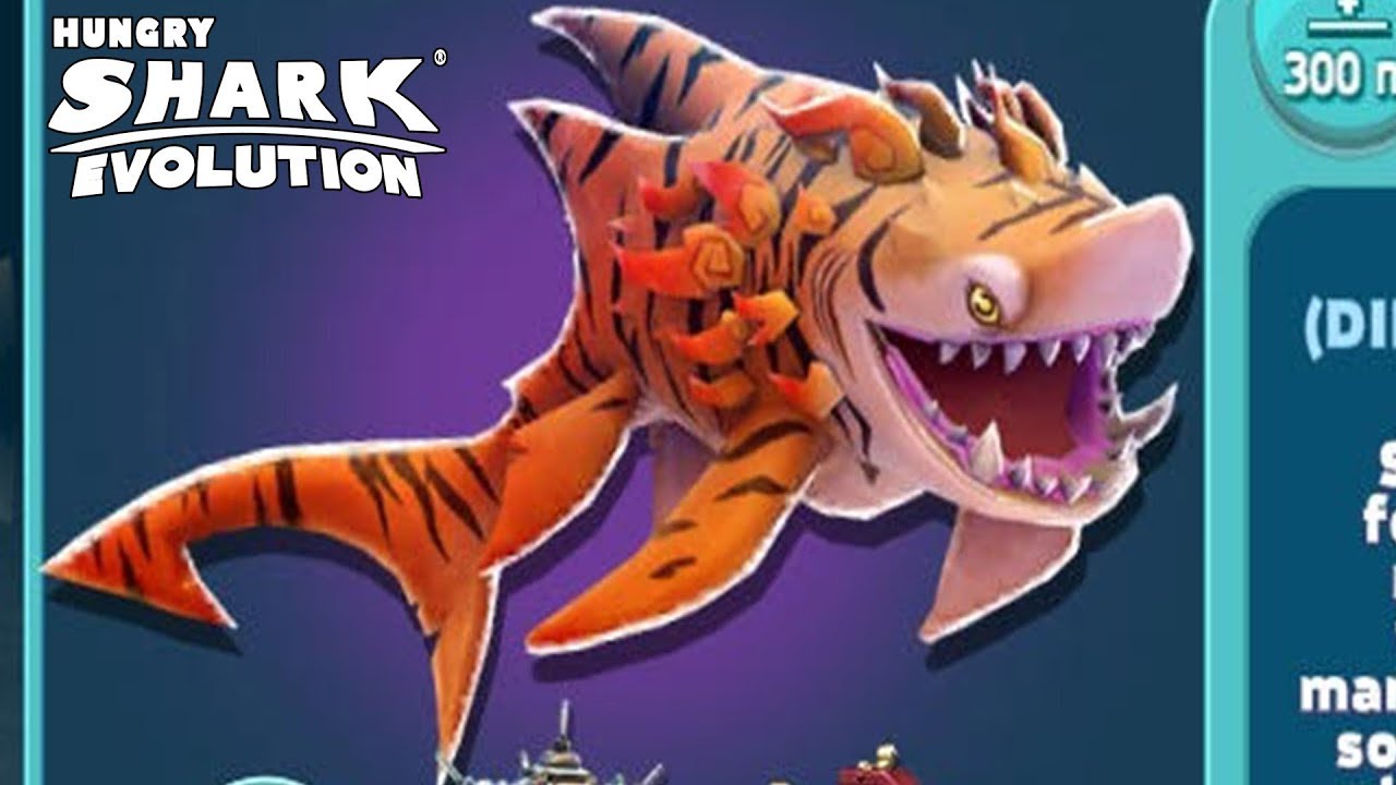 Hungry Shark Evolution NEW EVOLUTION OF THE TIGER SHARK  SHAR KHAN SABER TOOTH