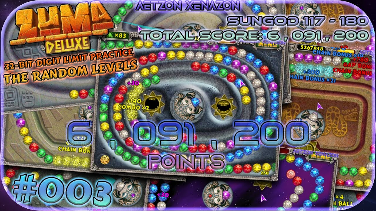 SunGod 117 – 180 случайных чисел | Zuma Deluxe 32-Bit DLP - Случайные уровни #003