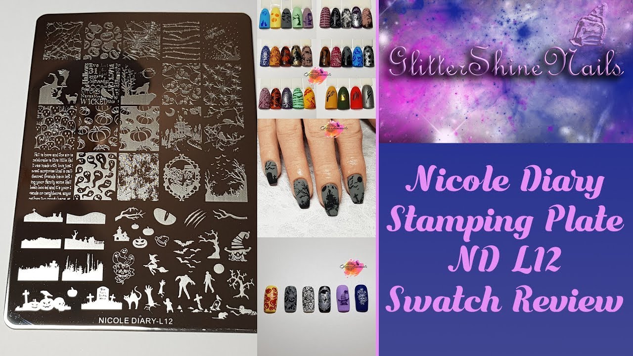 Nicole Diary Stamping Plate ND-L12 Halloween Swatch Review