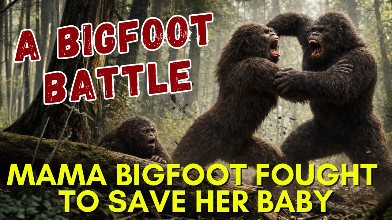 BIGFOOT MOTHER DEFENDS HER BABY FROM LARGE MALE - ENCOUNTER STORY