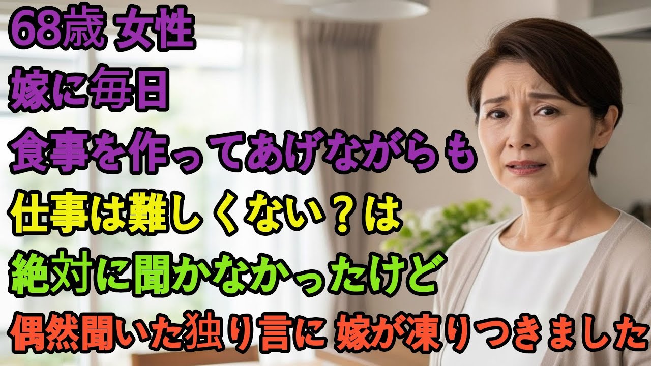 姑が嫁に絶対に聞かなかった一つ。 毎日食事の準備ばかりしていた姑の独り言に嫁が涙を流した瞬間！