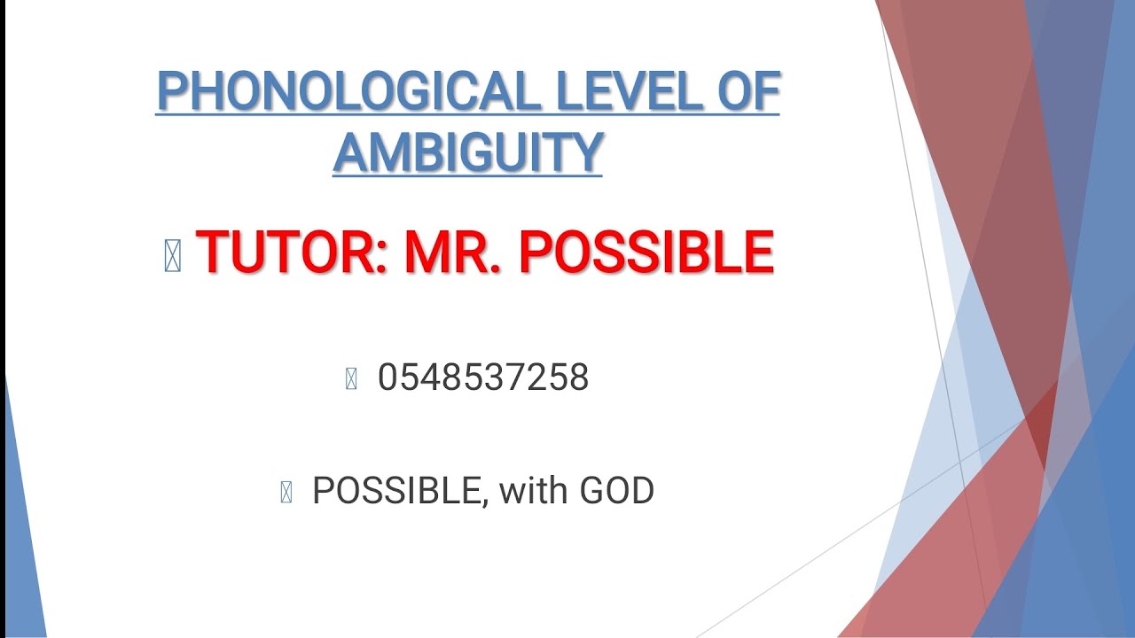 lesson 2: phonological level of ambiguity