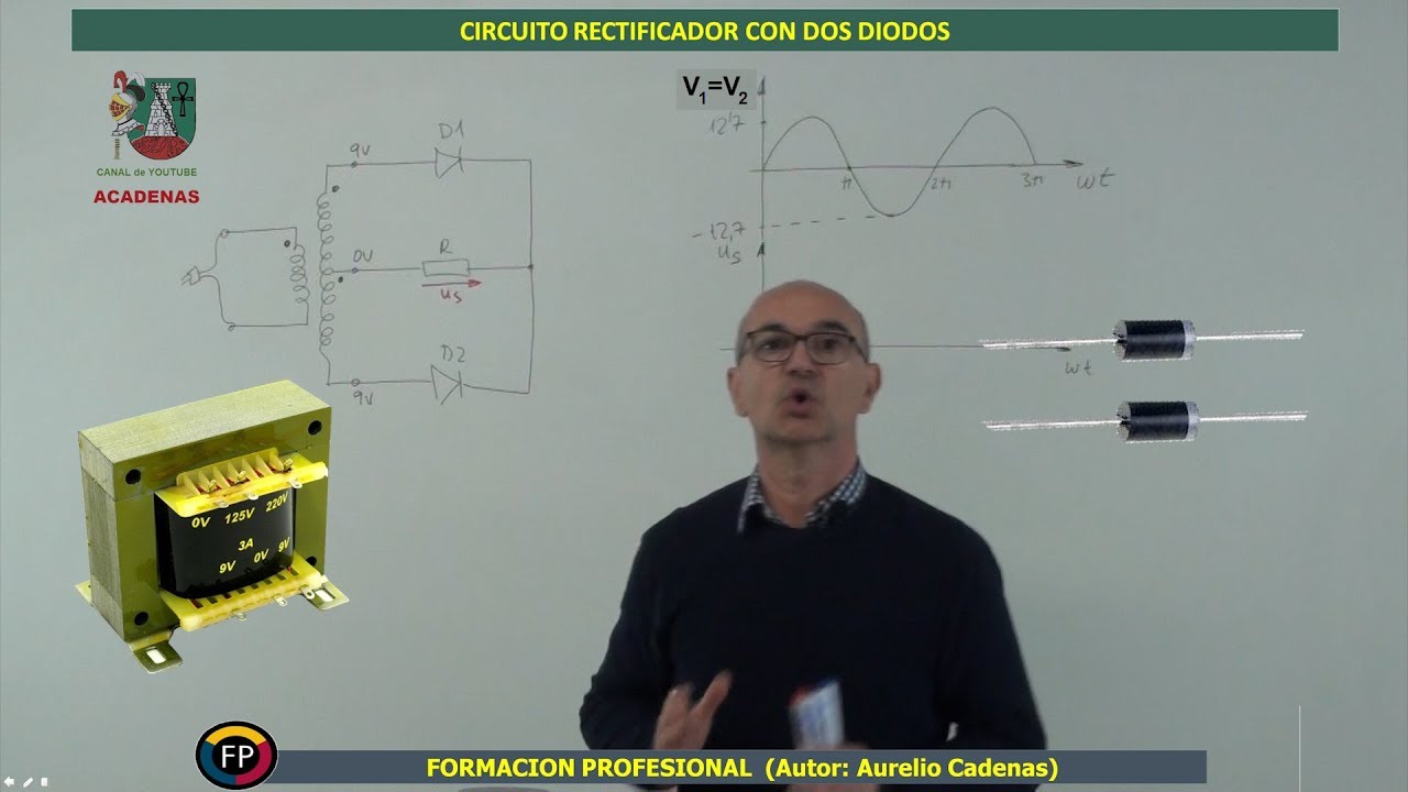 Como funciona Rectificador con dos diodos y onda completa. (Clase 32.1 curso electronica)