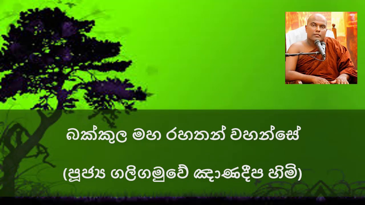 Bakkula Maha Rahathan Wahanse - Galigamuwe Gnanadeepa Thero