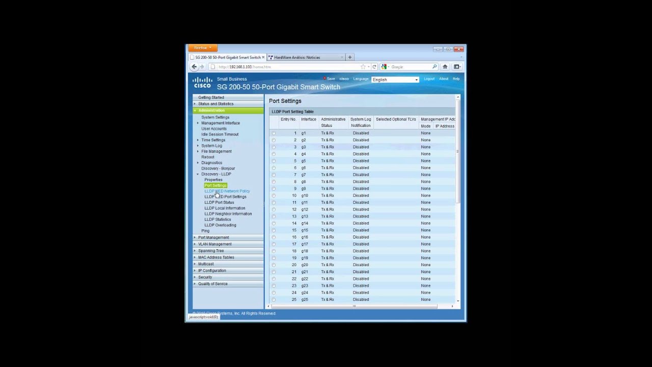 Switch Cisco SG200-50 configuration