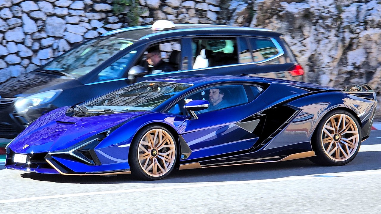 FERNANDO ALONSO appears Driving his NEW LAMBORGHINI SIAN through Monaco