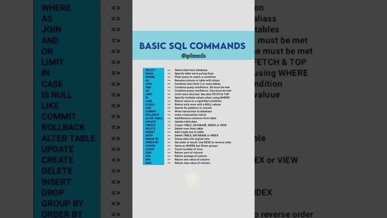 Basic SQL Commands   #sql #sqlserver #basic #sqlbasics