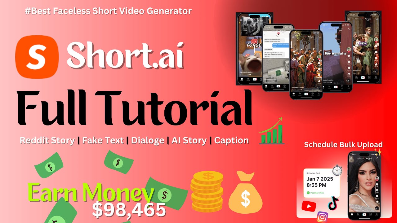 Short.AI Full Tutorial | Best AI Tool for Faceless Short Video Creation | YouTube, TikTok, Instagram