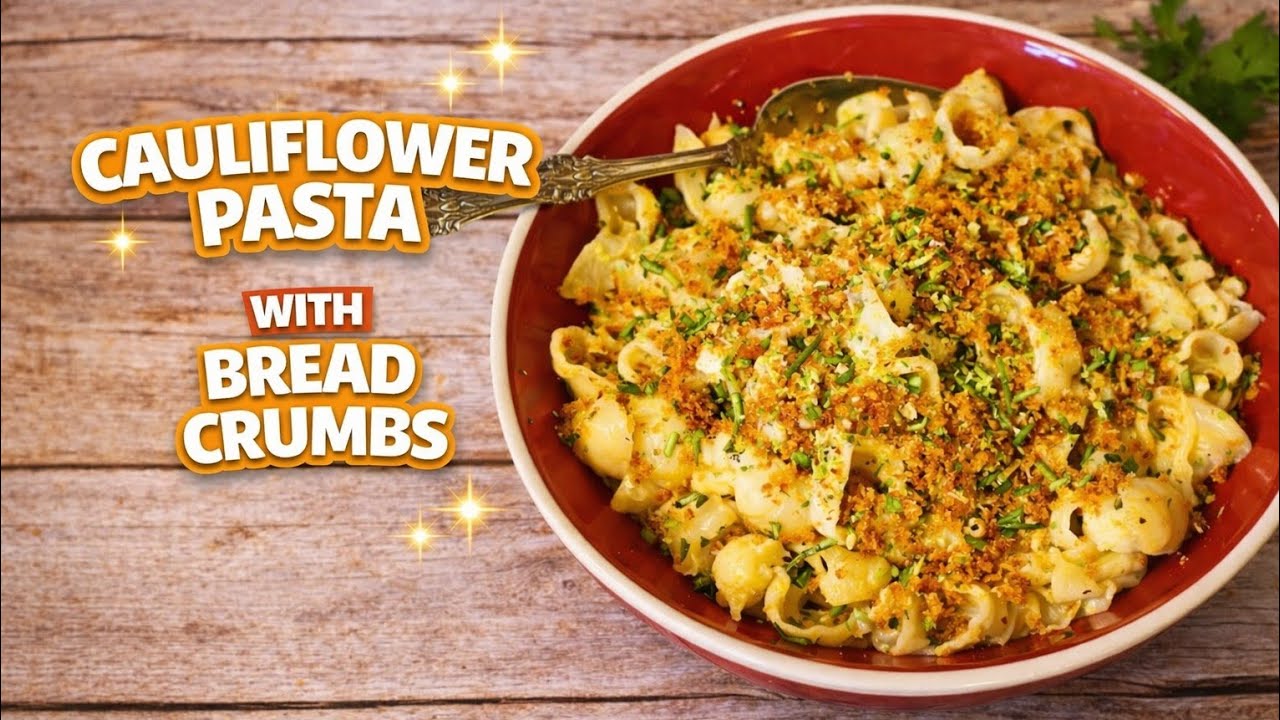 Creamy CAULIFLOWER PASTA RECIPE with Pecorino Breadcrumbs | Something from Nothing