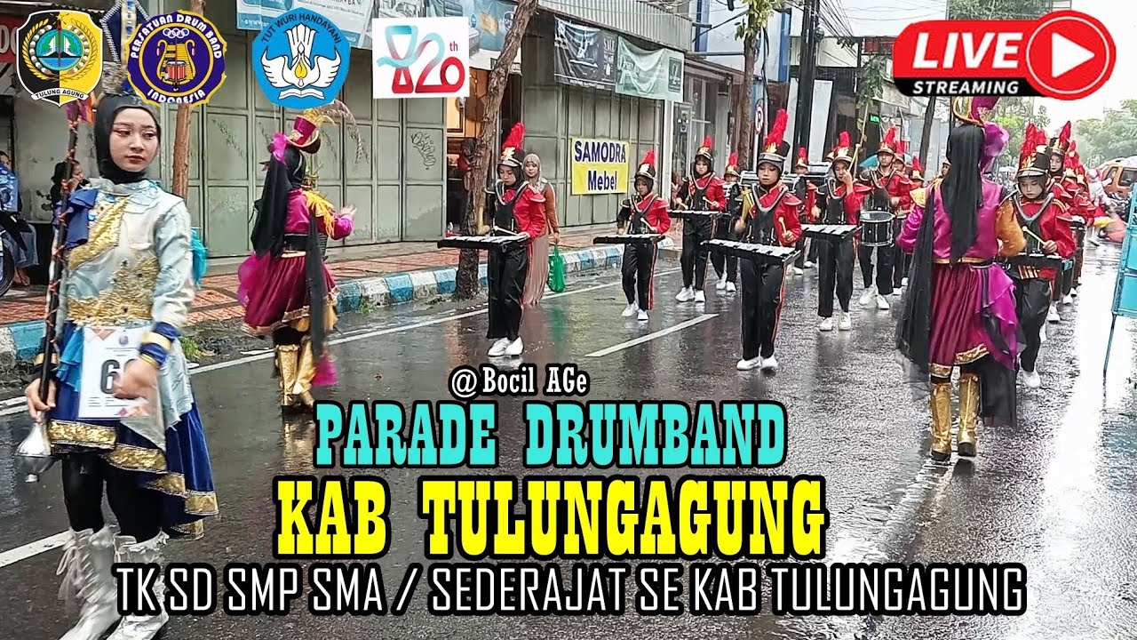 LIVE PARADE DRUMBAND SD,SMP SEDERAJAT SE KAB TULUNGAGUNG #vidioviral #paradedrumband #mayoret