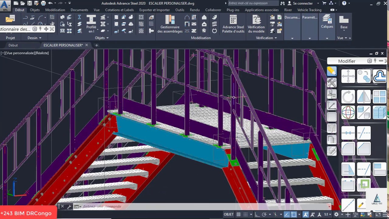 Advance steel 2020 Escalier droit Modelisation
