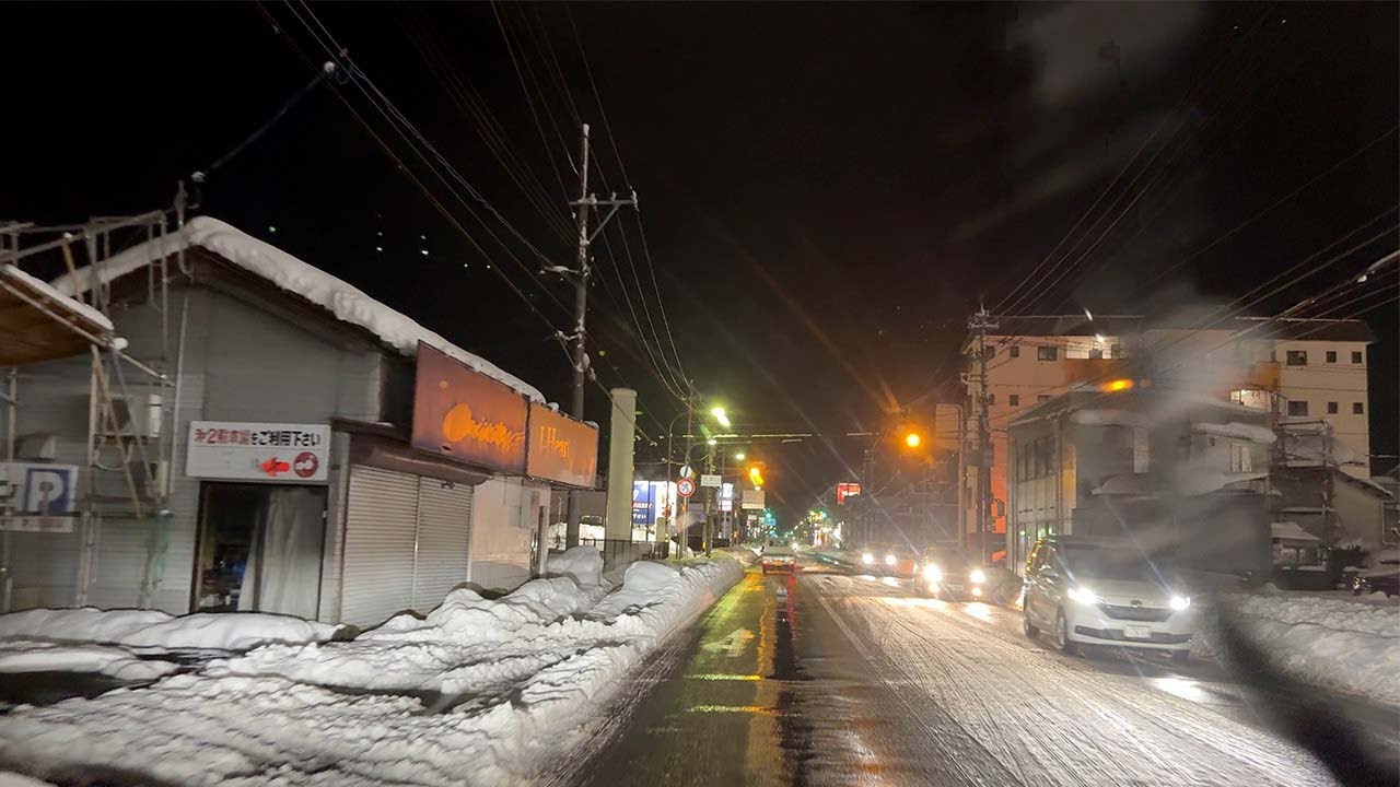 【福井県雪道速報】2026.01.25　19:03~　越前市内シピィ付近〜8号線