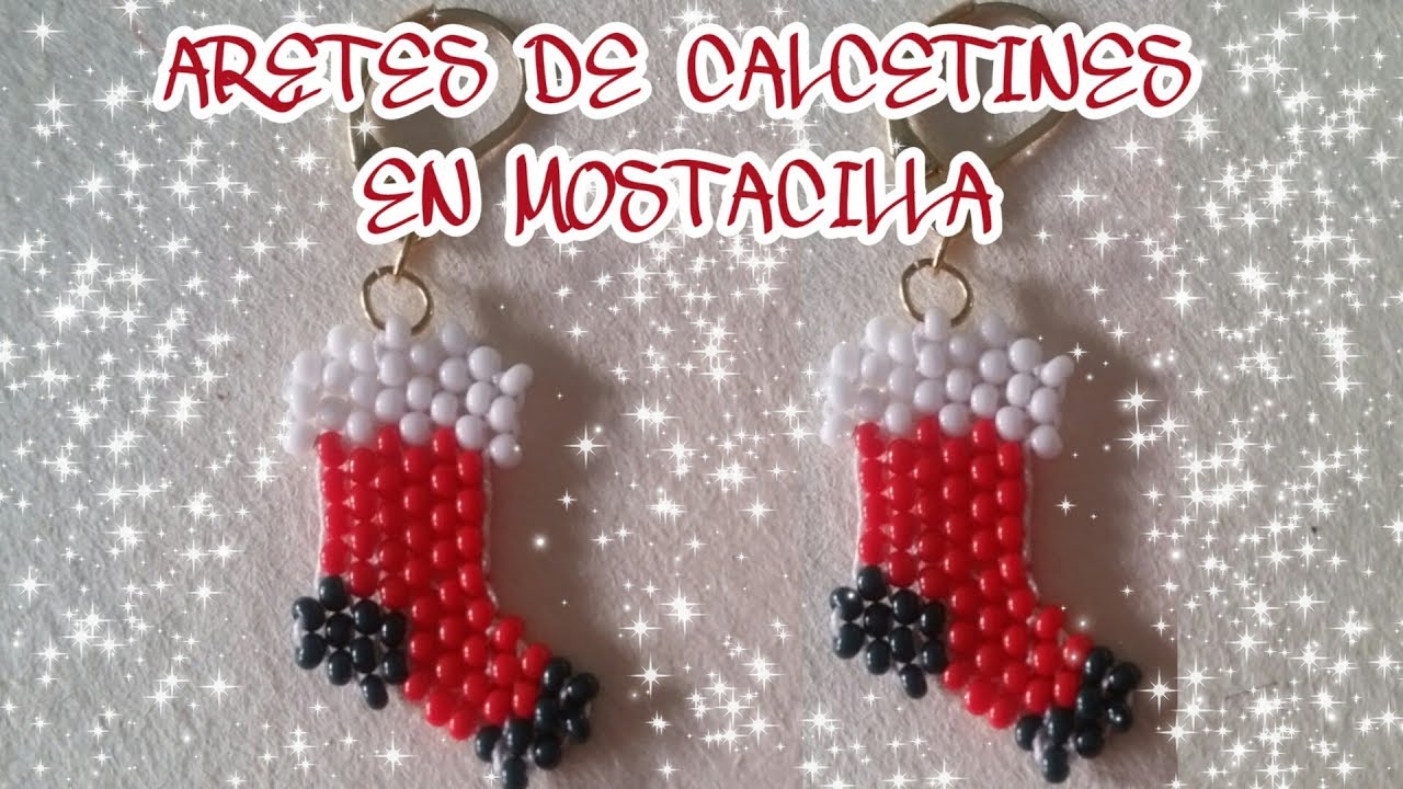 ARETES DE CALCETINES  EN MOSTACILLA PASO A PASO /Mostacilla Naely