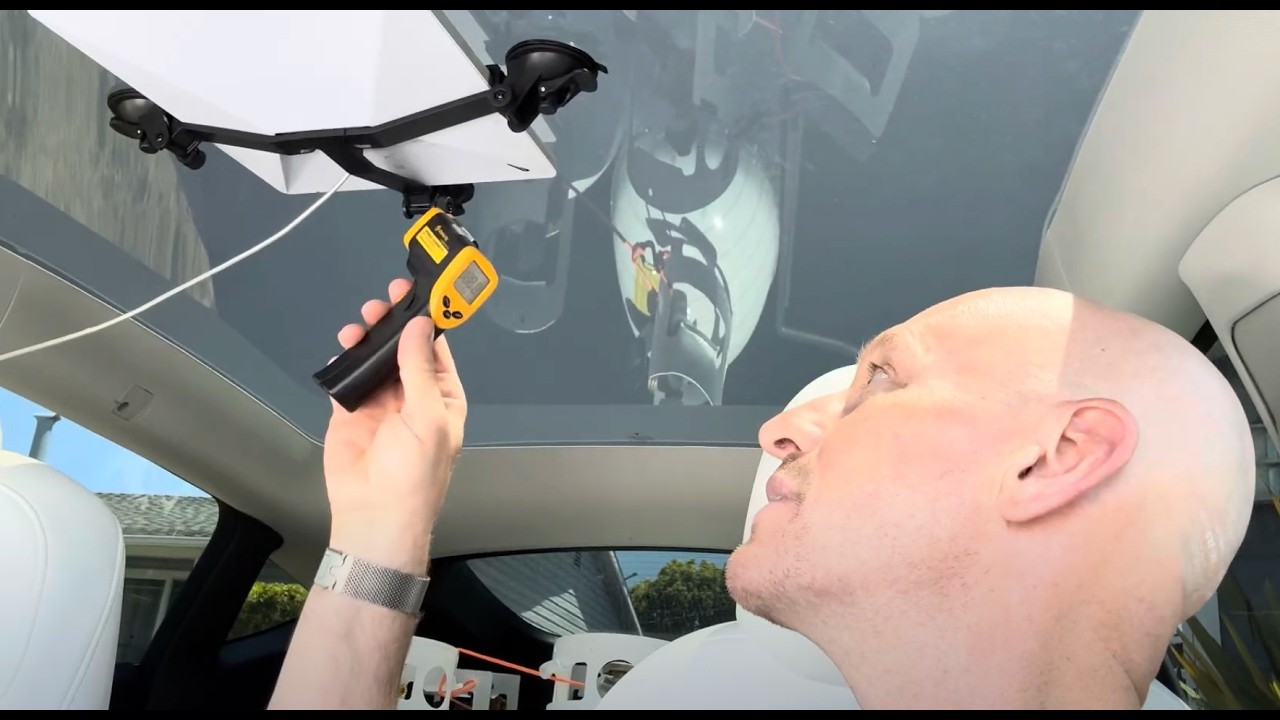 Completely portable satellite Starlink Mini in a briefcase setup, powered by a Tesla model Y ￼