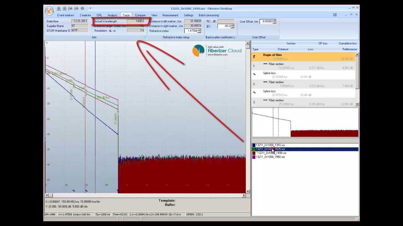 Fiberizer Desktop: how to handle multiple wavelength traces