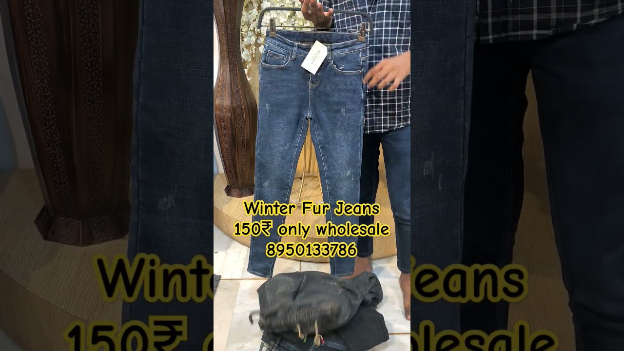 Export Surplus Winter Fur Jeans150₹ only wholesale delhi 8950133786#export #surplus #delhi #clothes