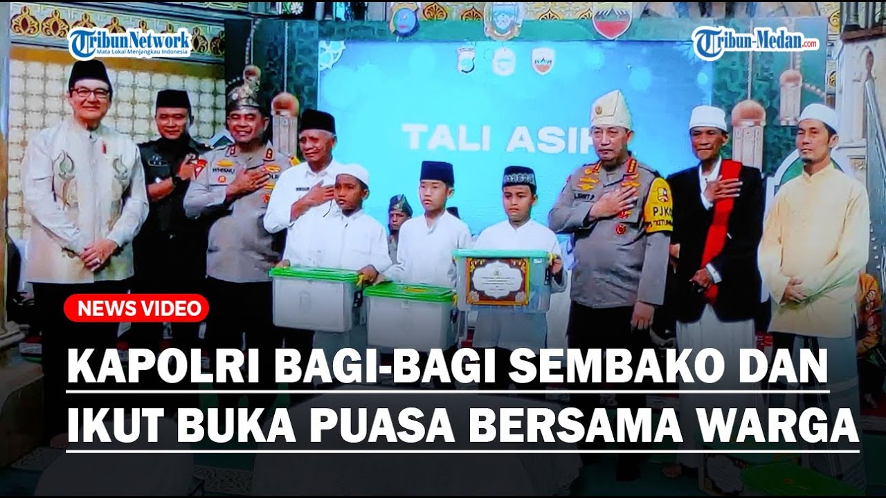 SAFARI RAMADAN KE MASJID RAYA MEDAN, Kapolri Bagi-bagi Sembako Dan Ikut Buka Puasa Bersama Warga