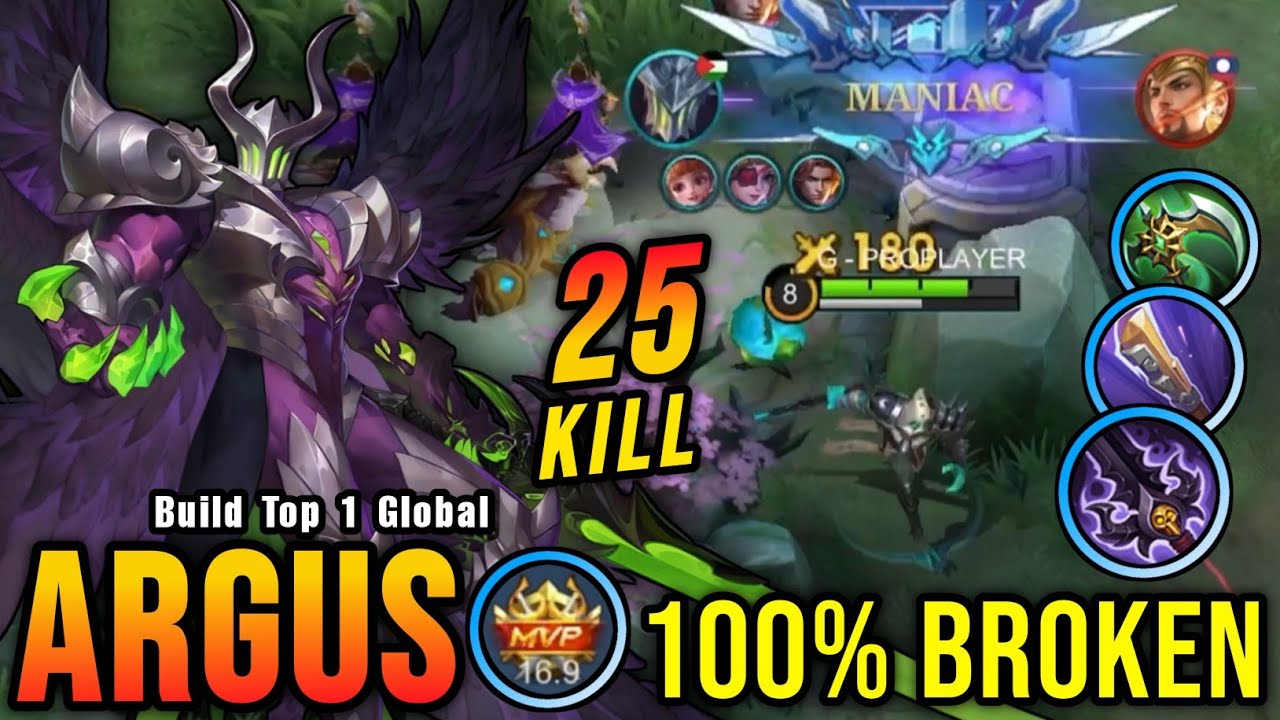 25 Kills + MANIAC!! Argus with Trinity Build is Broken!! - Build Top 1 Global Argus ~ MLBB