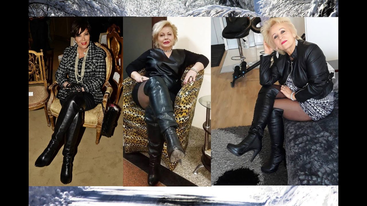 Mature older wives in leather and boots