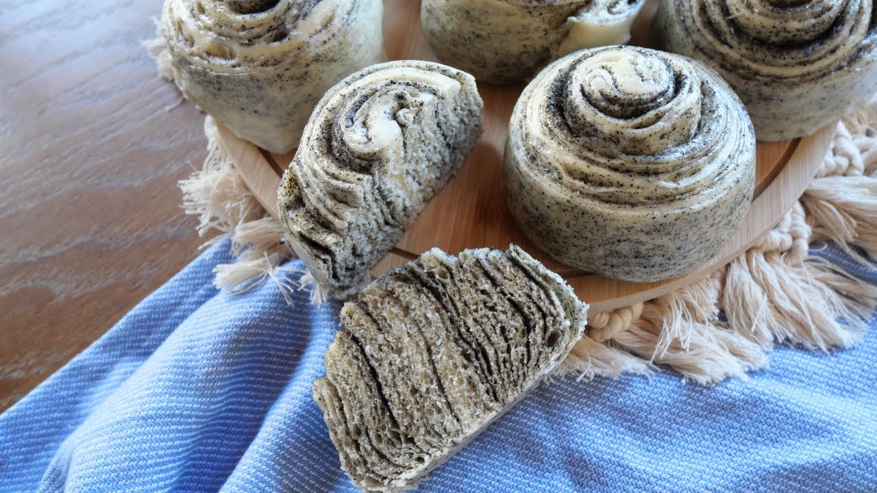 波蘭種 黑芝麻千層饅頭 Poolish-- Black sesame mille-feuilles steamed buns