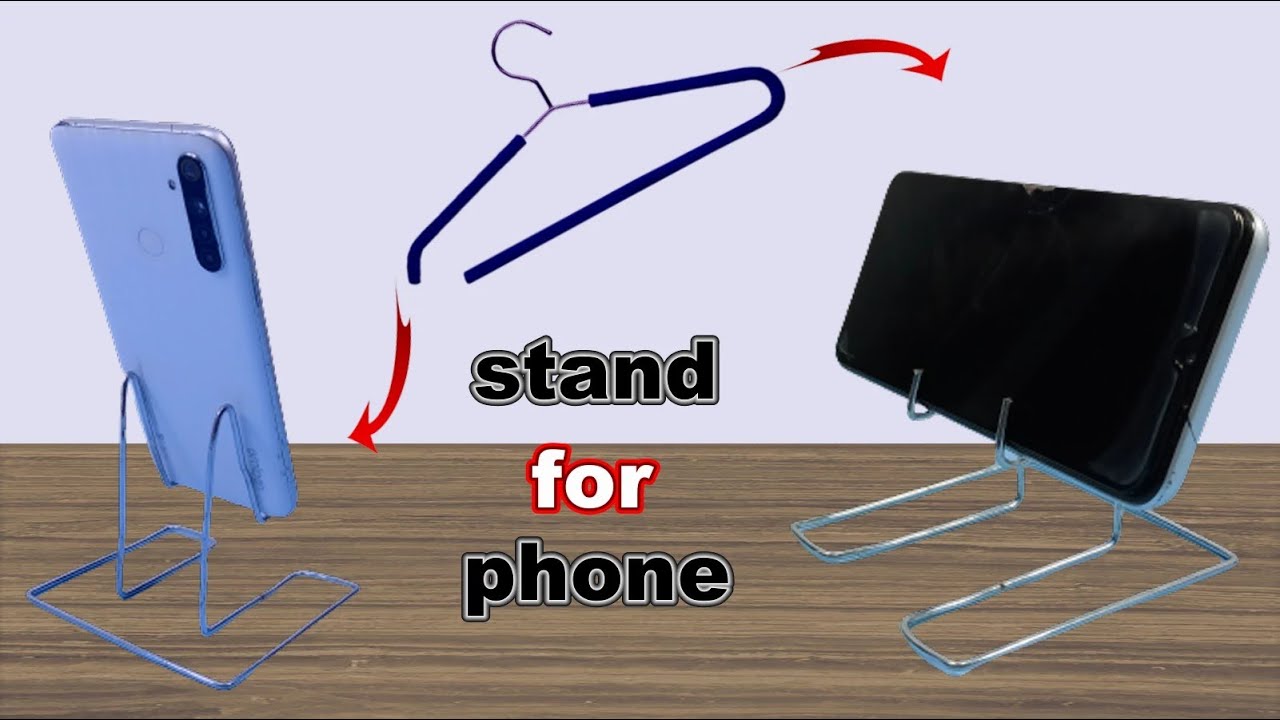 استاند للموبايل من الشماعات القديمة  Stand for mobile from old hangers