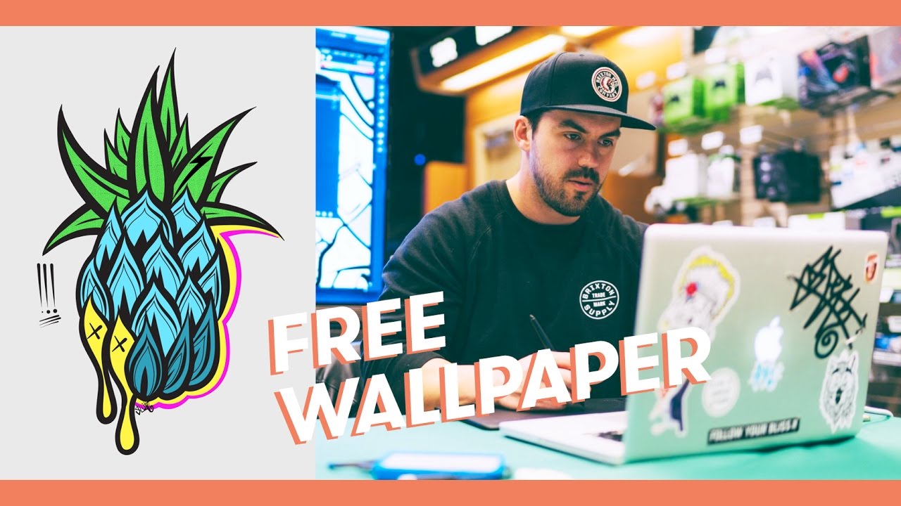 DESIGNING A PHONE WALLPAPER with Illustrator & a Wacom Tablet