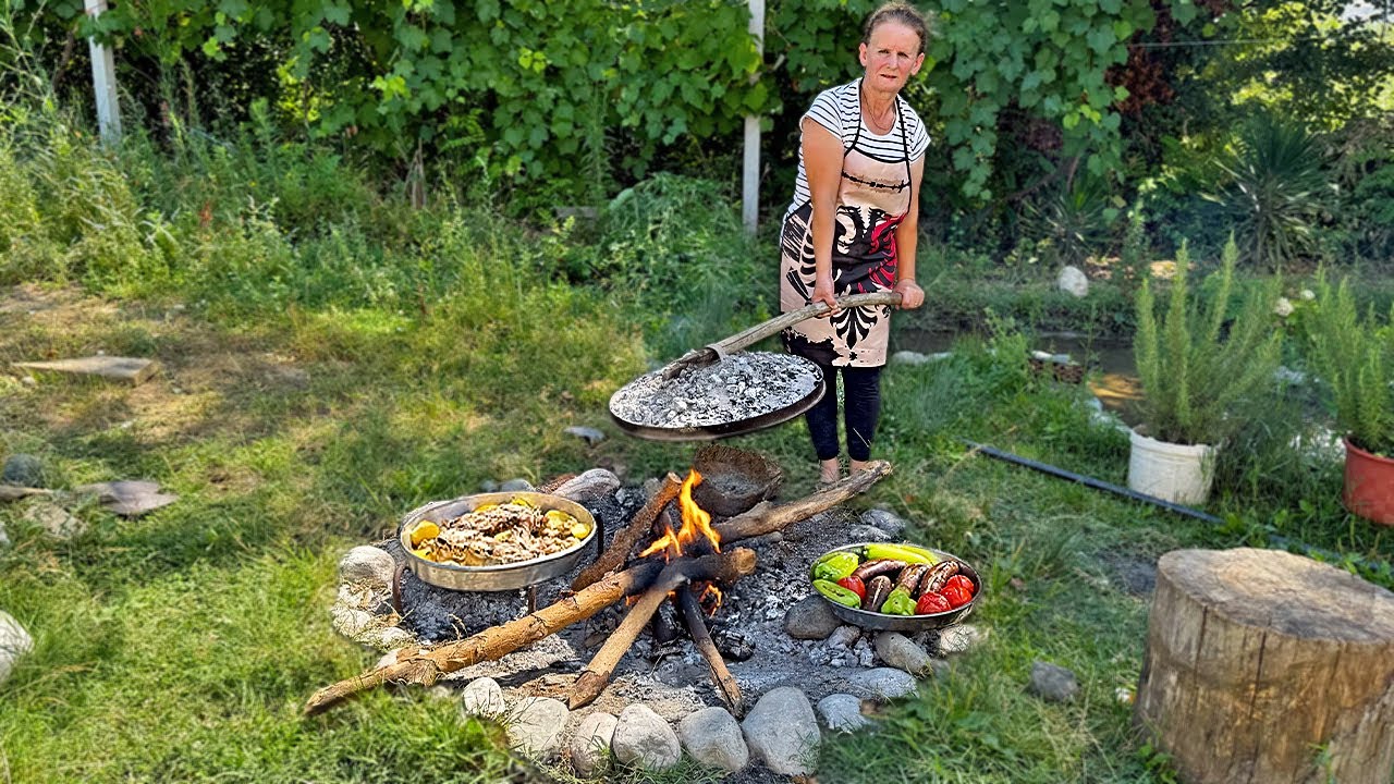 Albanian Cheese Byrek 🧀 and Traditional Village Lunch 🇦🇱🔥🥗
