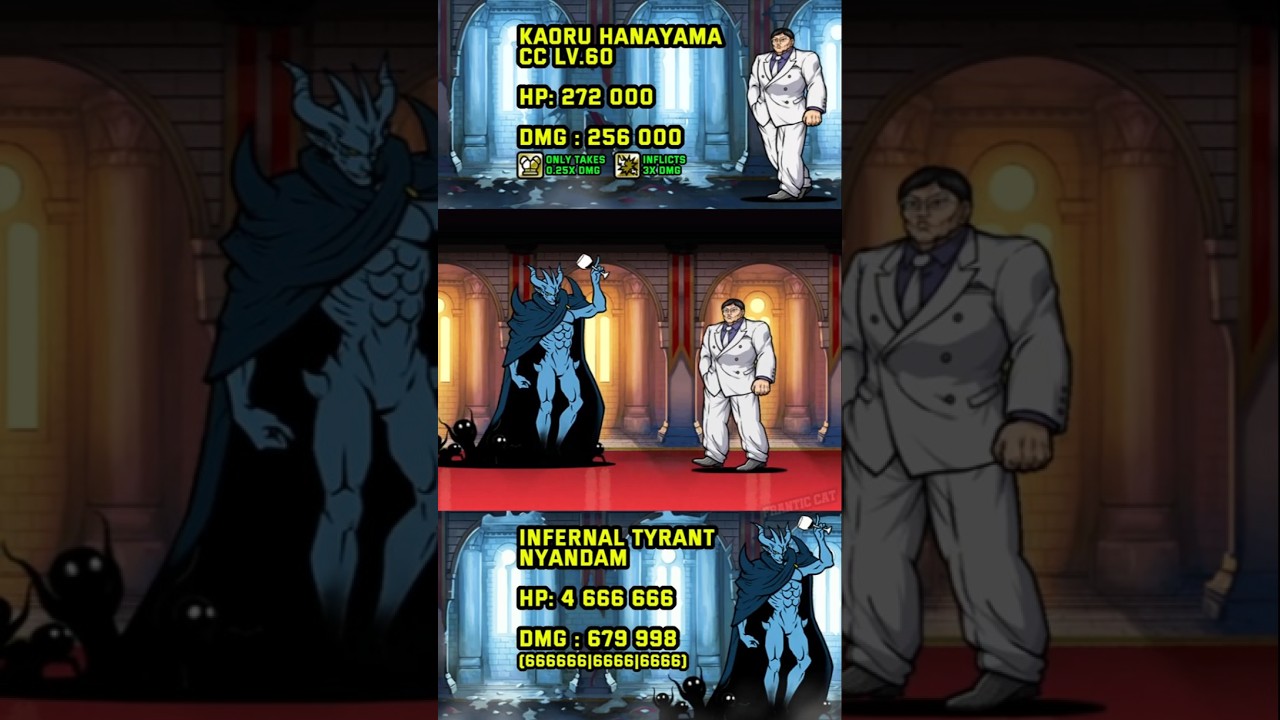 The Battle Cats : Kaoru lv60 vs Infernal Tyrant Nyandam #shotrs #thebattlecats #bcu