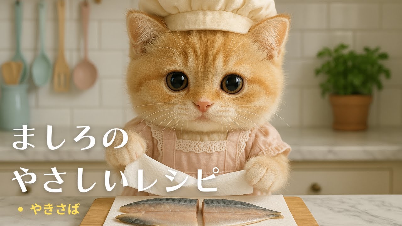 マシロの焼きサバランチ🐟小さな猫シェフのほっこり昼ごはん💕The Cutest Cat Chef Ever 🐾