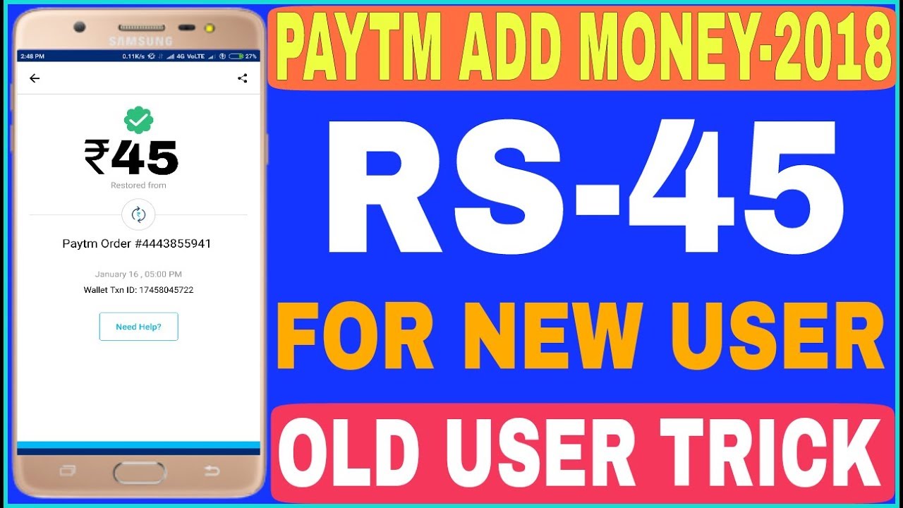 Rs.45 Paytm Cash For All user | Paytm New Promo Code 2018 | Old User Trick