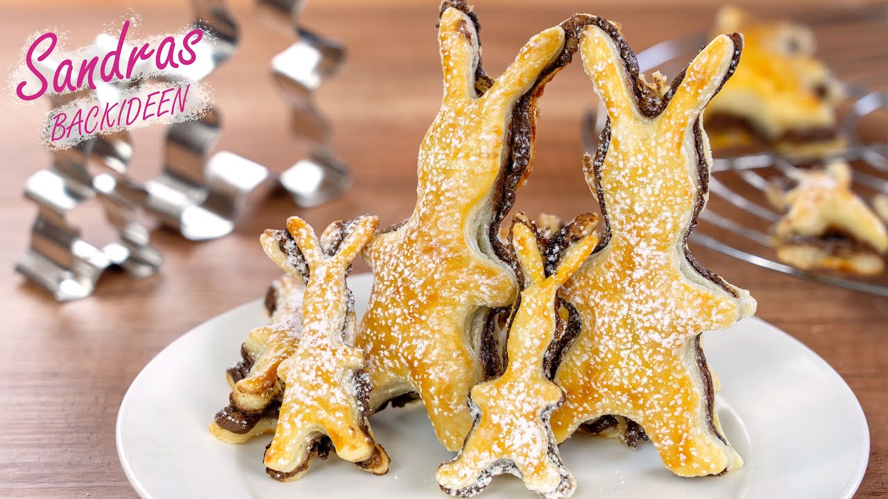 Blätterteig Osterhasen mit Nuss-Nougat-Creme | schnelles Oster-Rezept