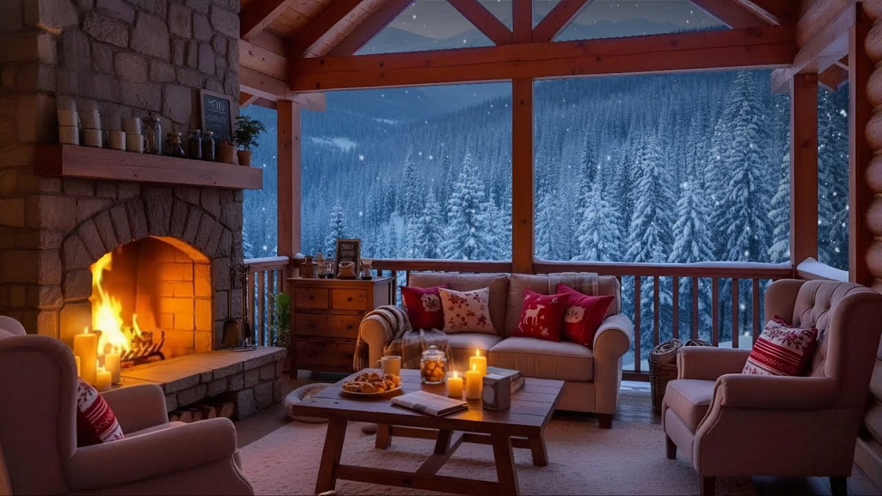 Warm Fireplace Cabin in Snowy Forest ❄️ Cozy Winter Ambience for Deep Relaxation
