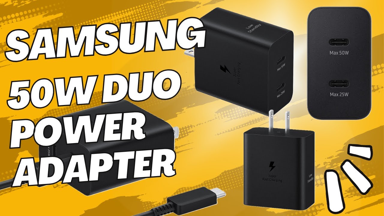 SAMSUNG || 50W  || Duo Power Adapter || Wall Charger, || 2 Ports || Cable Included  || Black