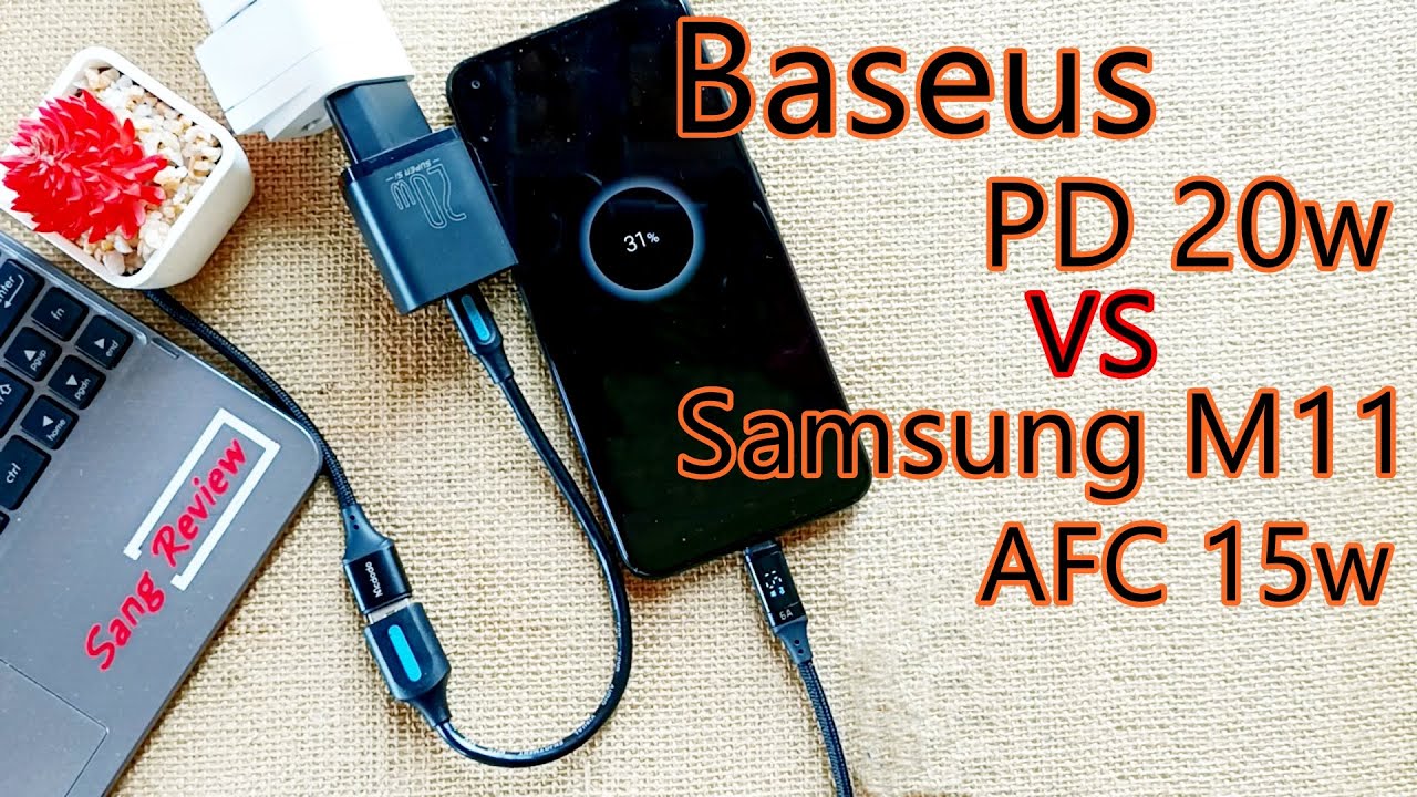 Baseus Super Si Quick Adapter Charger PD 20w Charging Test Samsung M11 AFC 15w