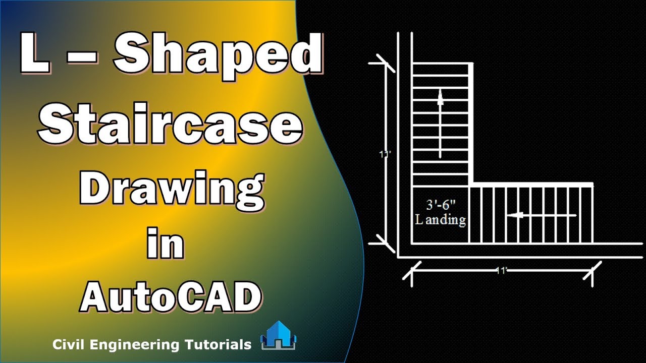 1. Как нарисовать Г-образную лестницу в AutoCAD | Лестница Г-образного типа