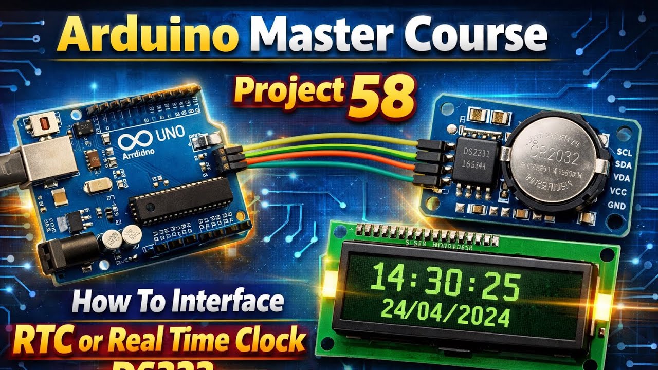 Arduino Master Course Project 58 :  How To Interface RTC or Real Time Clock DS323 With Arduino
