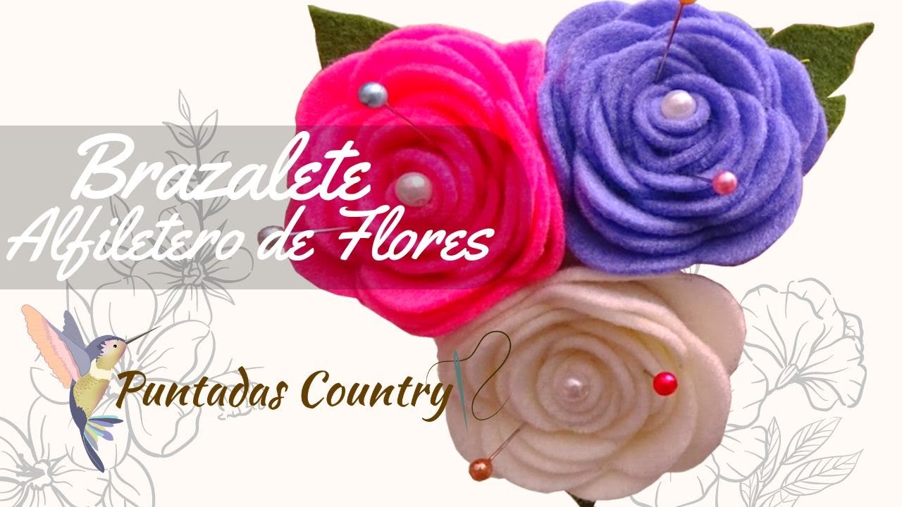 🌺Manualidades FLORES en FIELTRO | Alfiletero en Fieltro de Flores + moldes Gratis