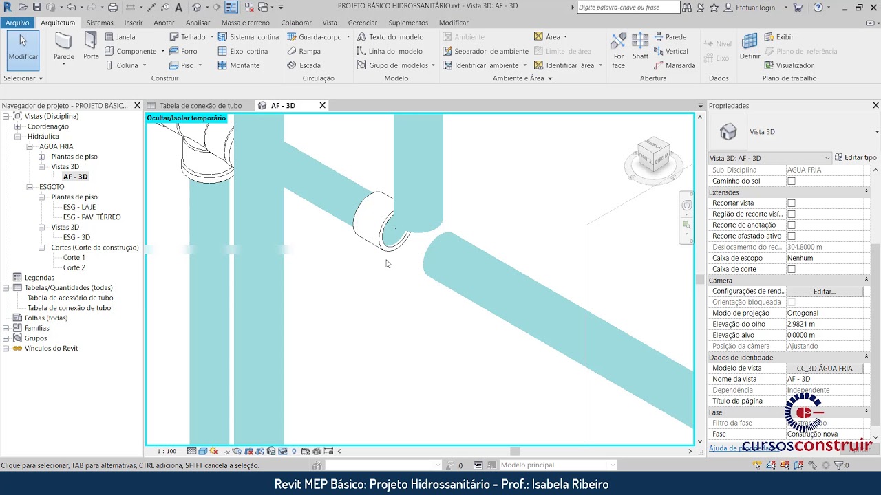 Revit MEP 2019 Básico Aula 19/24: Criando tabelas do projeto hidrossanitário