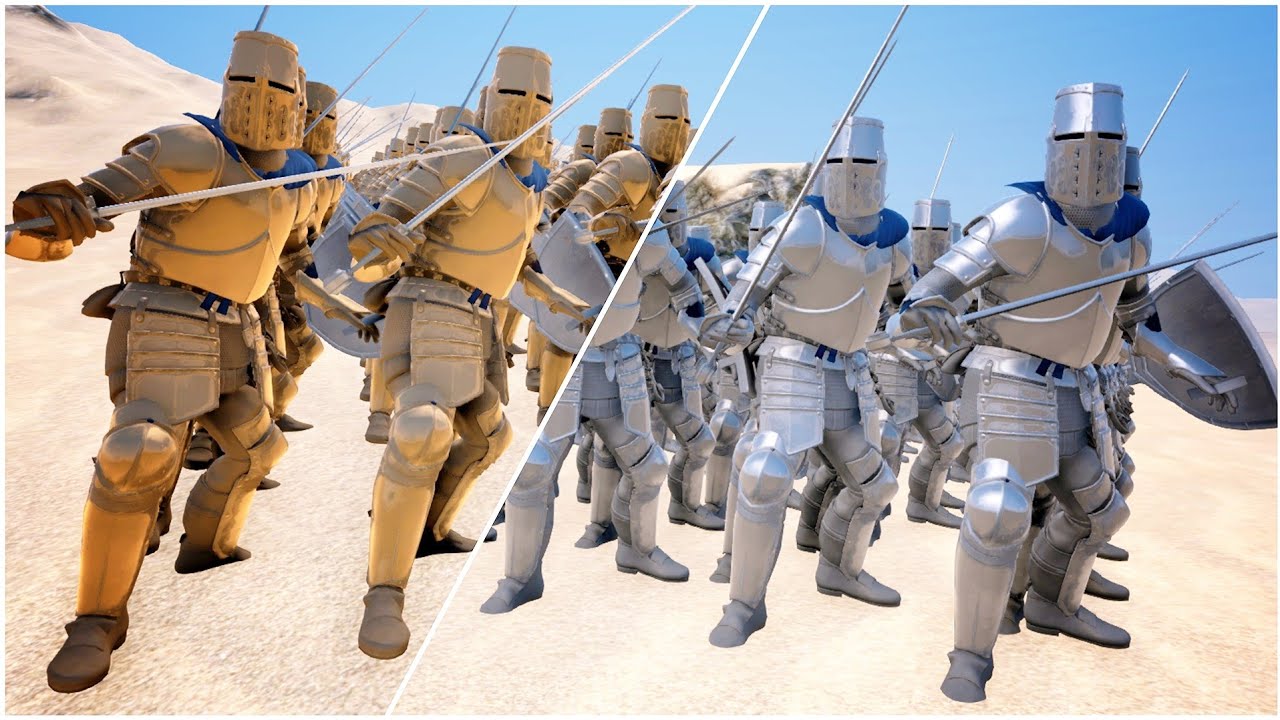 2,000 Golden Knights vs 10,000 Heavy Knights - Ultimate Epic Battle Simulator