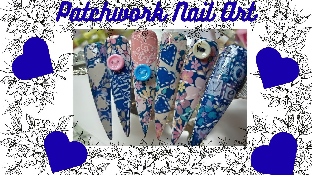 Patchwork Nail Art For Valentine's Day
