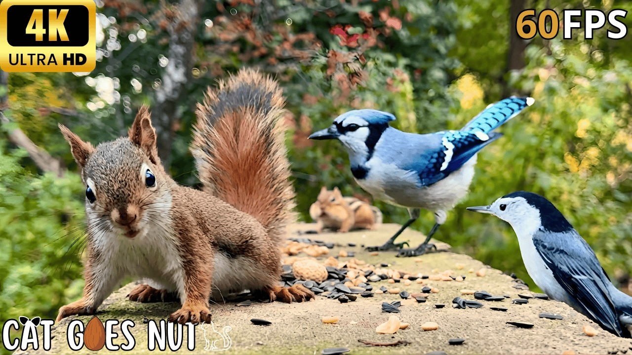 Cat TV for Cats to Watch 😺🐿️ Naughty Birds, Chipmunks and Squirrels 🐿 Cat Games 4K HDR. Episode 13