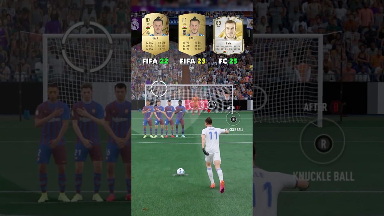 Gareth Bale Free Kick Evolution FIFA 22 to FC 25 #football #shorts #fc25