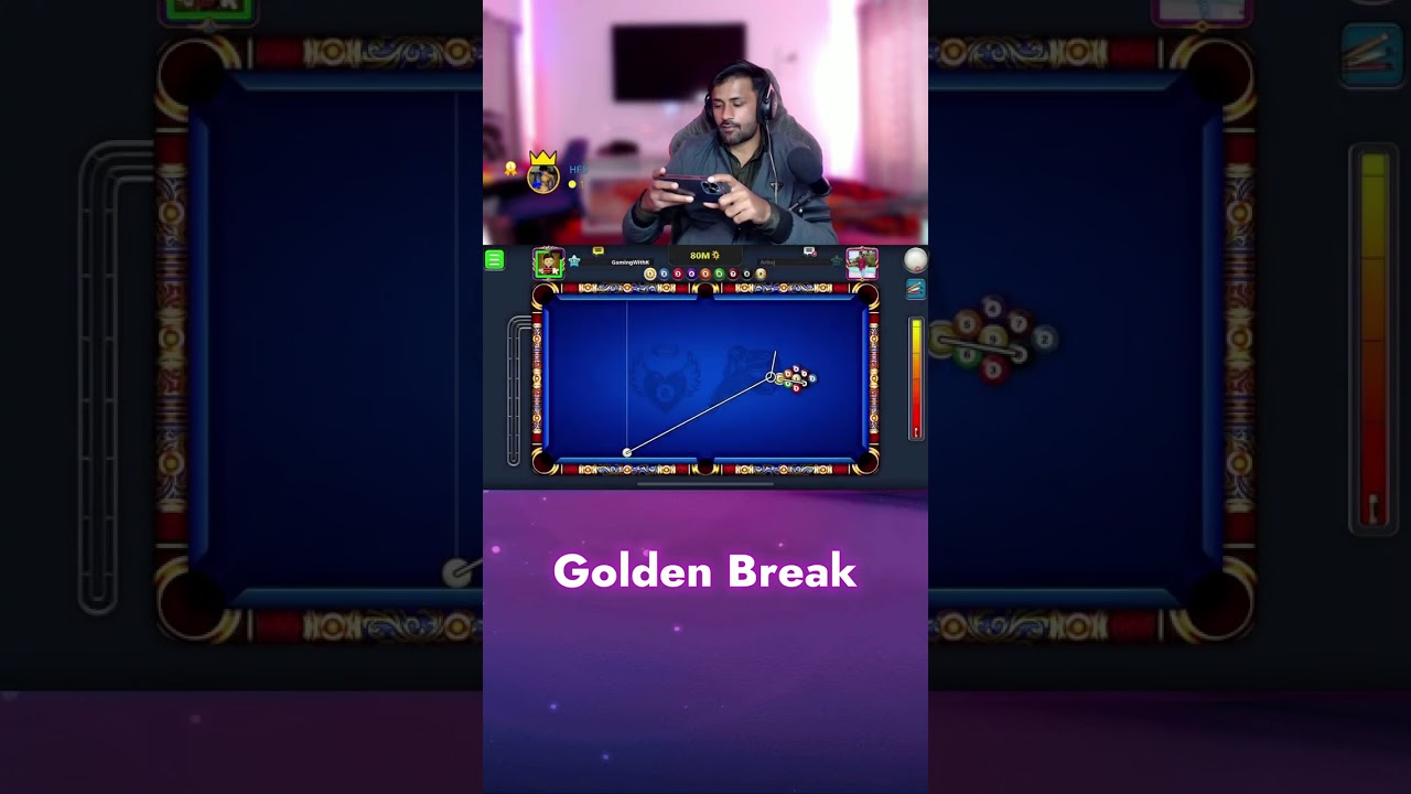 🔥 Golden Break 9 ball 100M 🔥 8 ball pool trickshot GamingWithK #8ballpool #gamingwithk #trickshots
