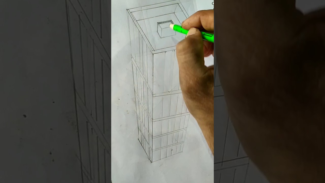 how to draw 3D building #shorts