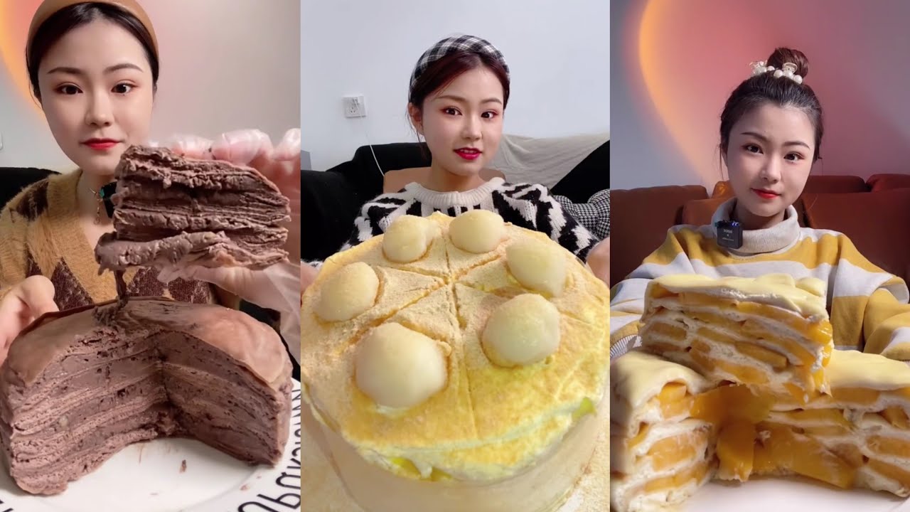 [CREPE ASMR] crepe cake | eating show