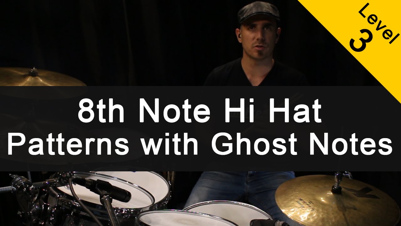 [FUNK] 8th Note Hi Hat Patterns with Ghost Notes Drum Lesson [Intermediate]