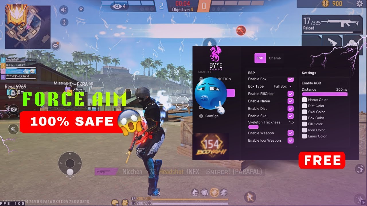 FREE FIRE PC PANEL OB50 💻✅ | 🎯 360 FORCE AIM PANEL |  150 STREAK ALL SERVER SAFE NO LIMIT🔥
