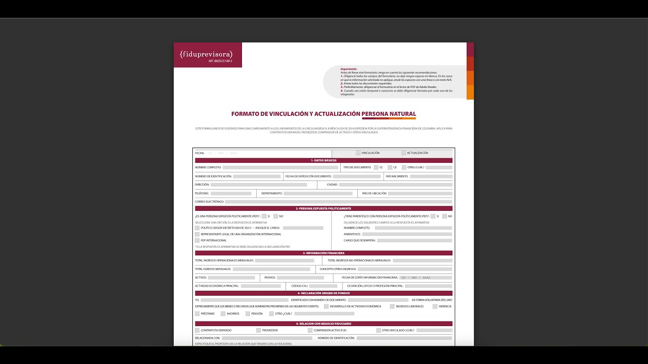 Tutorial Formato Fiduprevisora