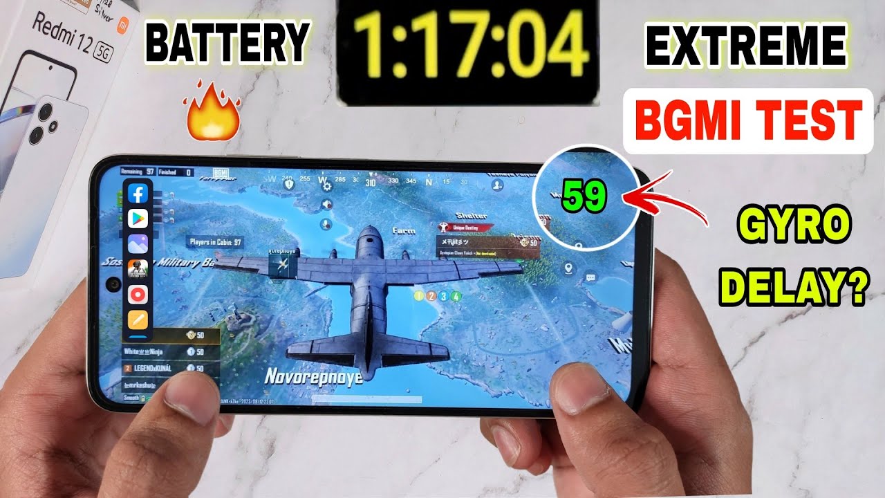 Redmi 12 5G Bgmi Pubg Test, graphics setting, gyro 🔥 | redmi 12 5g bgmi battery drain test ⚡️